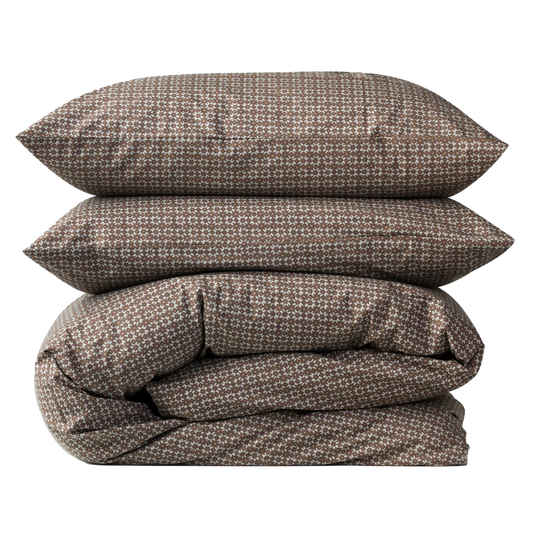 Porto reversible organic cotton duvet cover cocoa & miso