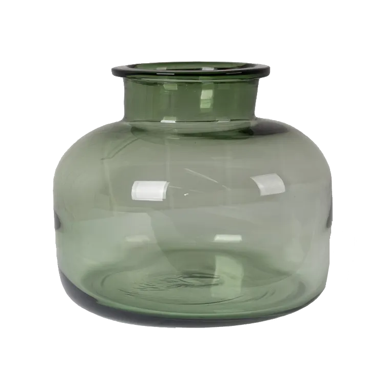 Portobello wide glass vase 22cm green