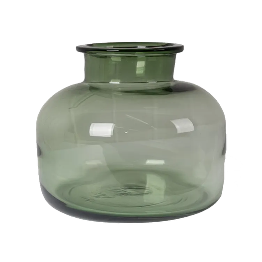 Portobello wide glass vase 22cm green