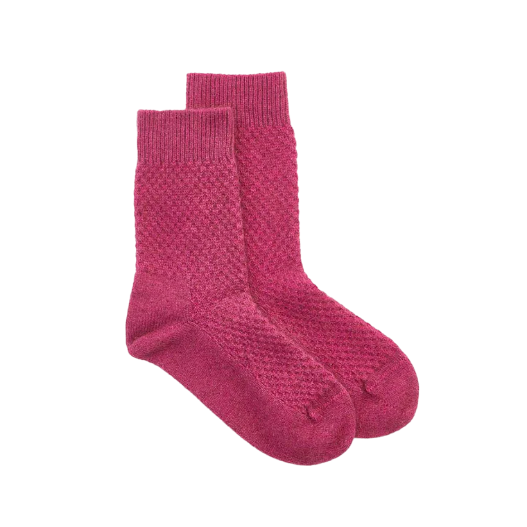 Possum merino honeycomb wool socks fuschia – green with envy nz