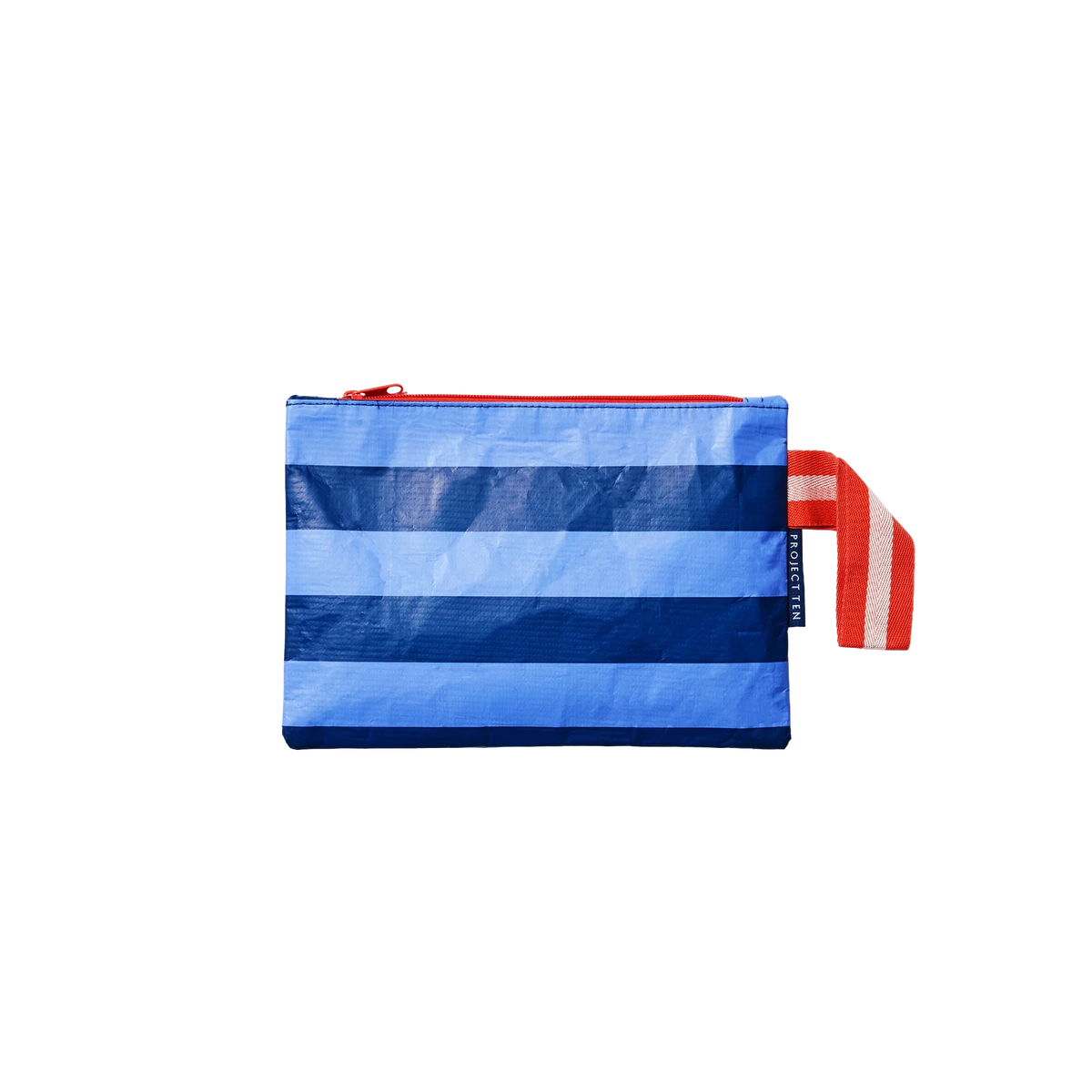 Project Ten small zip pouch 18cm blue stripe