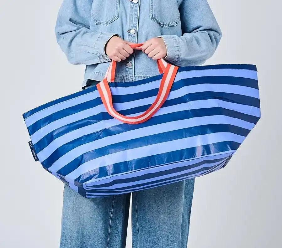 Project Ten oversized tote bag 85cm blue stripe