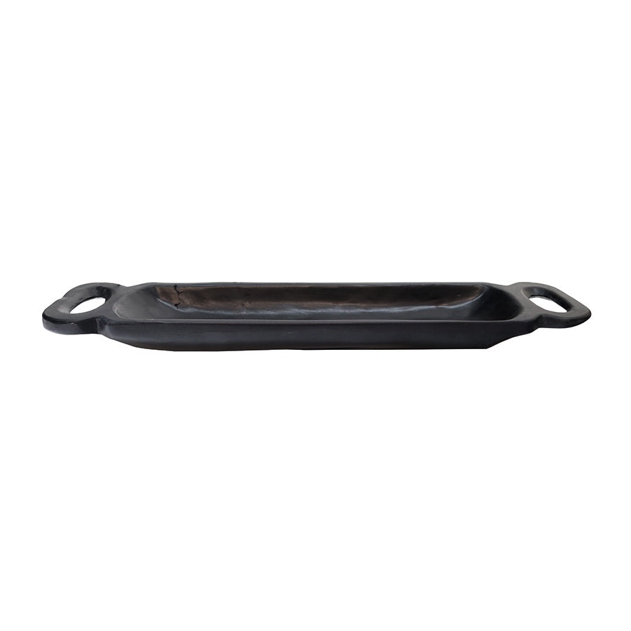 Teak root oval tray black 70cm