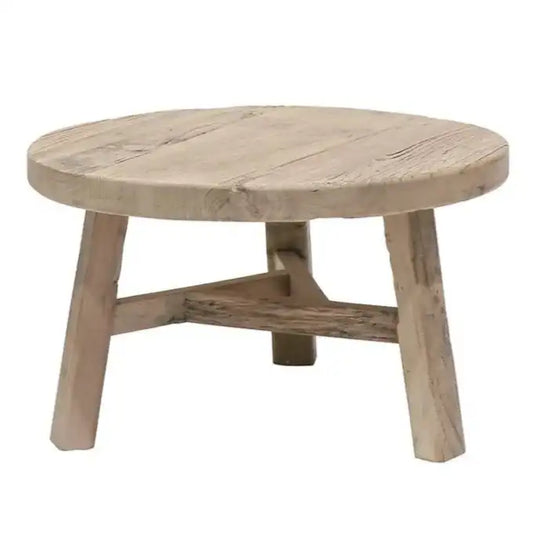 Reclaimed elm wood round side table 60cm