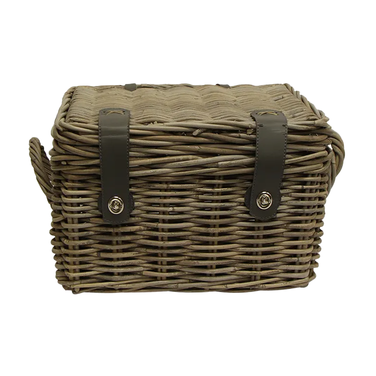 Rattan hamper picnic basket with lid 37cm