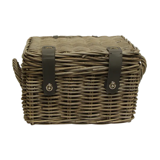 Rattan hamper picnic basket with lid 37cm