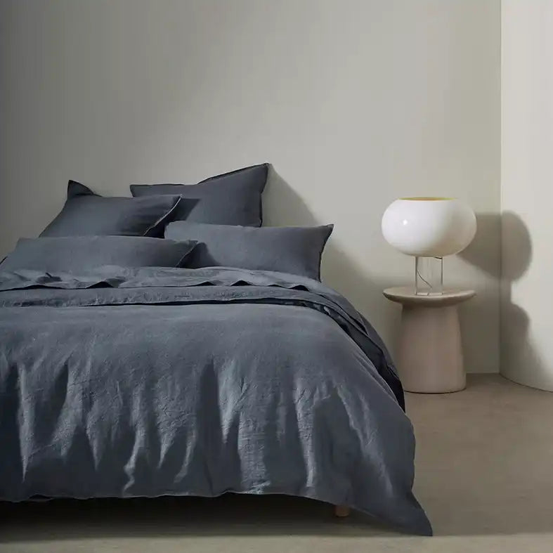 Ravello linen fitted sheet denim