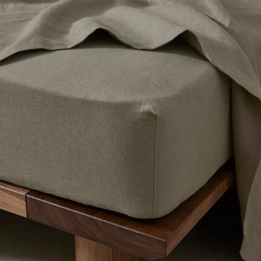 Ravello linen fitted sheet caper