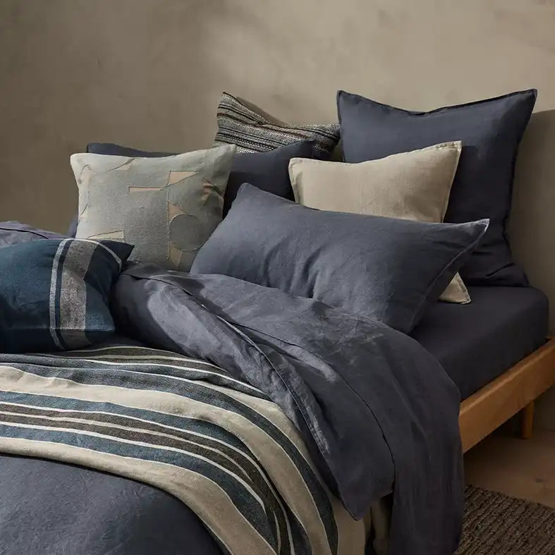 Ravello linen fitted sheet denim