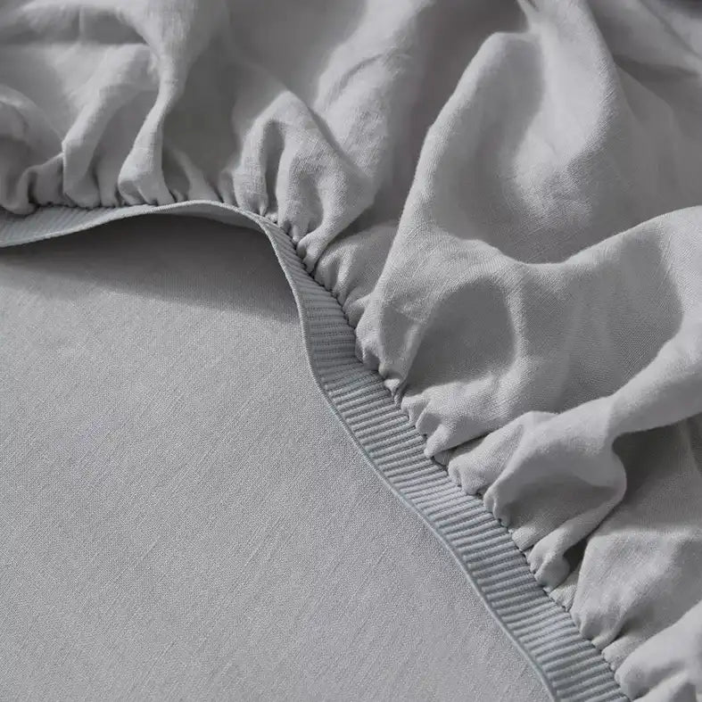 Ravello linen fitted sheet silver