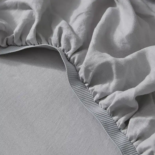 Ravello linen fitted sheet silver