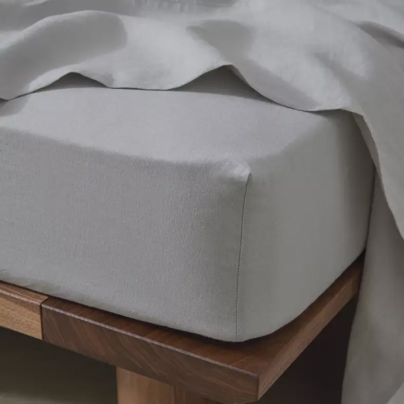 Ravello linen fitted sheet silver