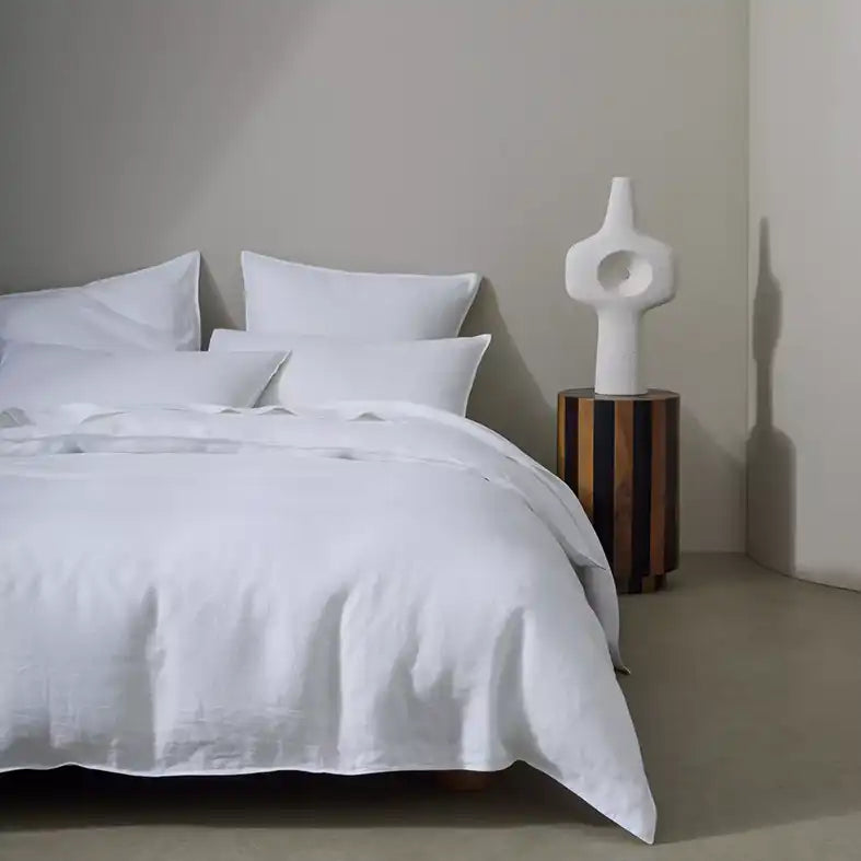 Ravello linen fitted sheet white