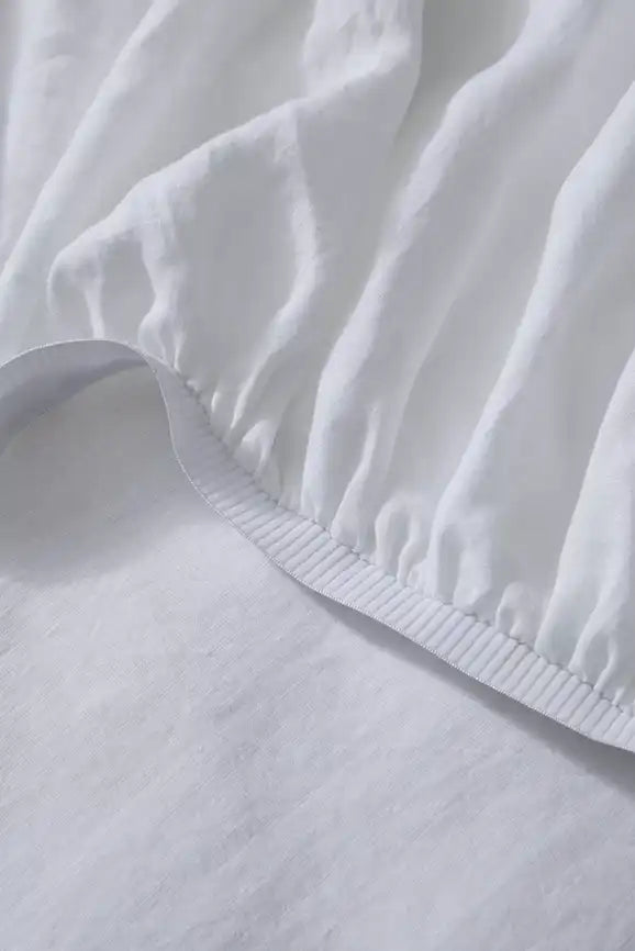 Ravello linen fitted sheet white