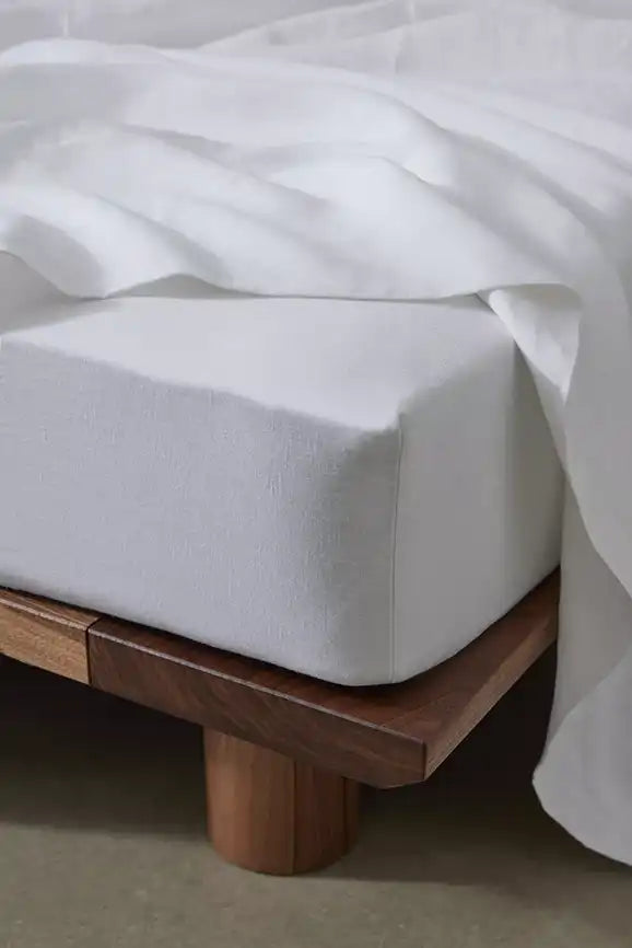 Ravello linen fitted sheet white