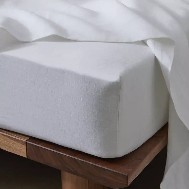 Ravello linen fitted sheet white