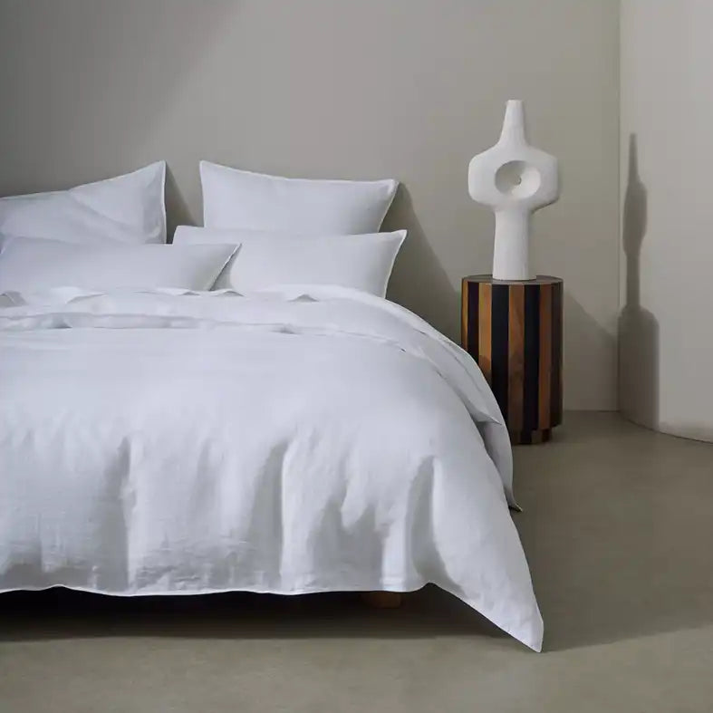 Ravello linen flat sheet white