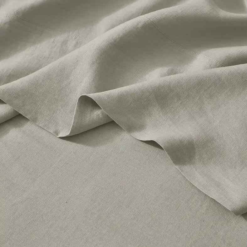 Ravello linen flat sheet bone