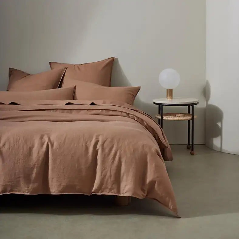 Ravello linen flat sheet biscuit