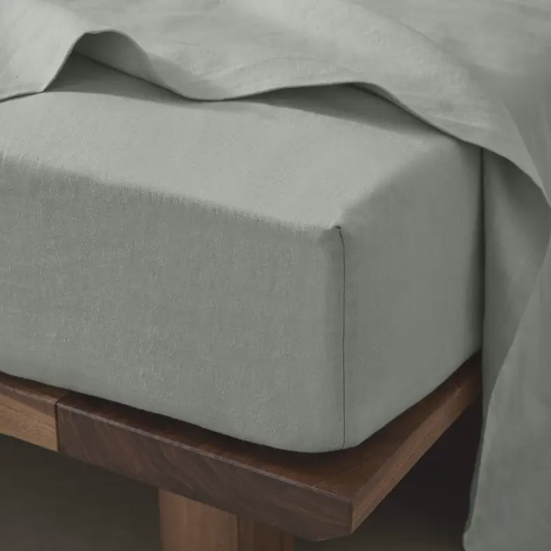 Ravello linen fitted sheet sage