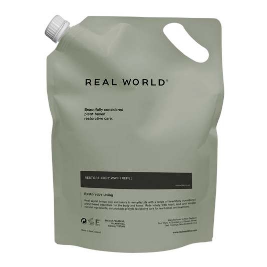Real World hand wash refill 1000ml mānuka & rose geranium