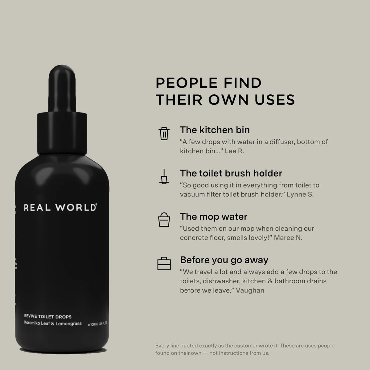 Real World koromiko & lemongrass toilet drops 100ml