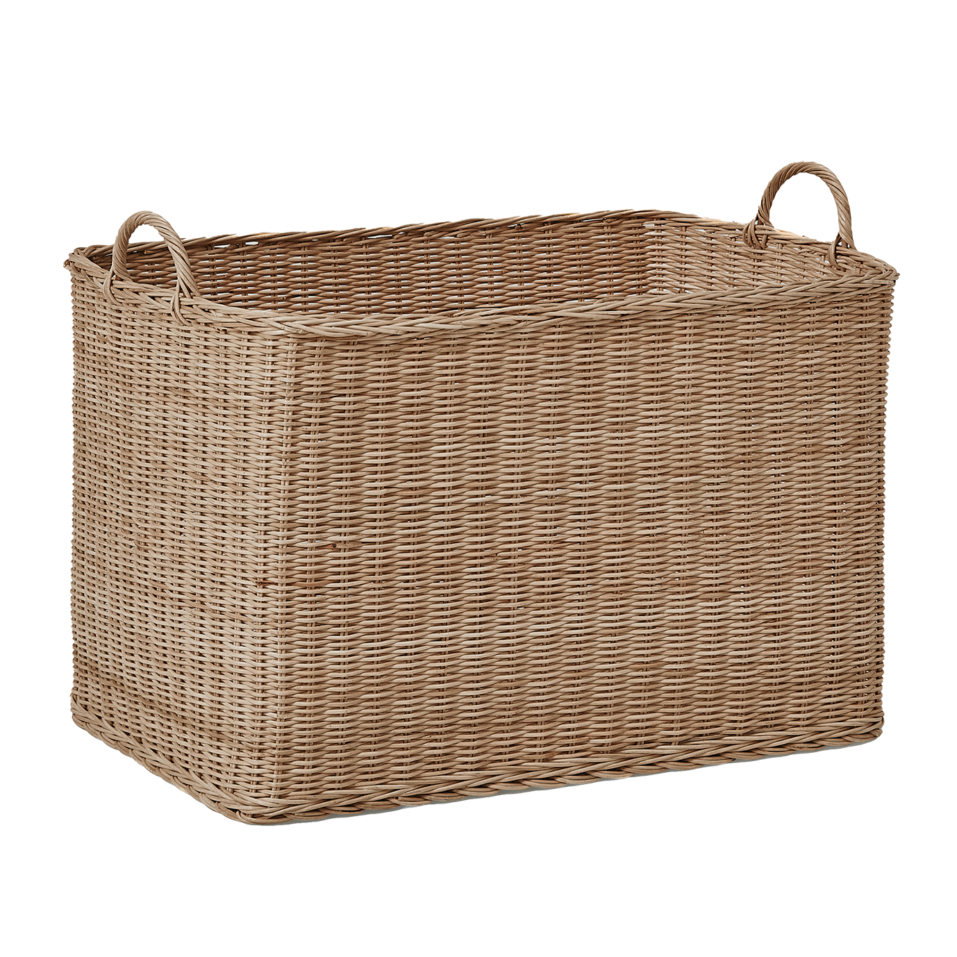 Large rectangle rattan basket 58cm brown