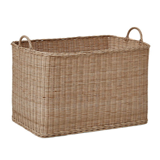 Large rectangle rattan basket 58cm brown