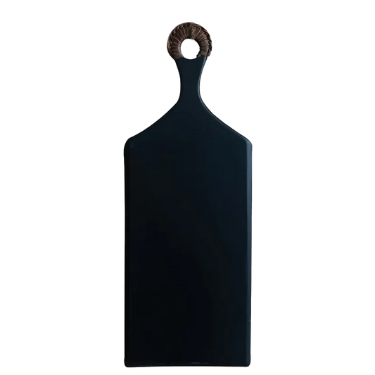 Rectangle serving board with leather handle 50cm black