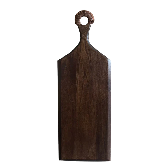 Rectangle serving board with leather handle 50cm dark oak