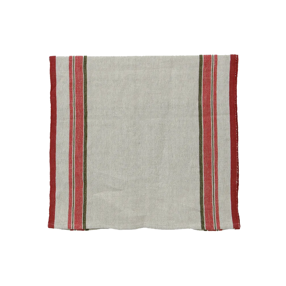 Selvedge stripe linen table runner red 180cm