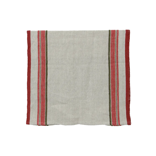 Selvedge stripe linen table runner red 180cm