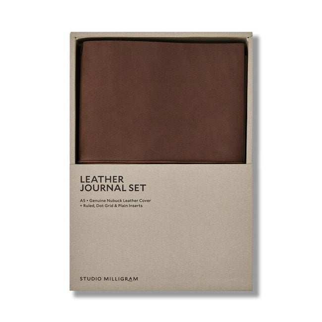 Nubuck leather refillable journal A5 chocolate
