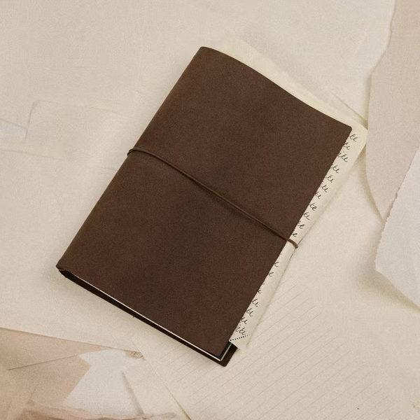 Nubuck leather refillable journal A5 chocolate