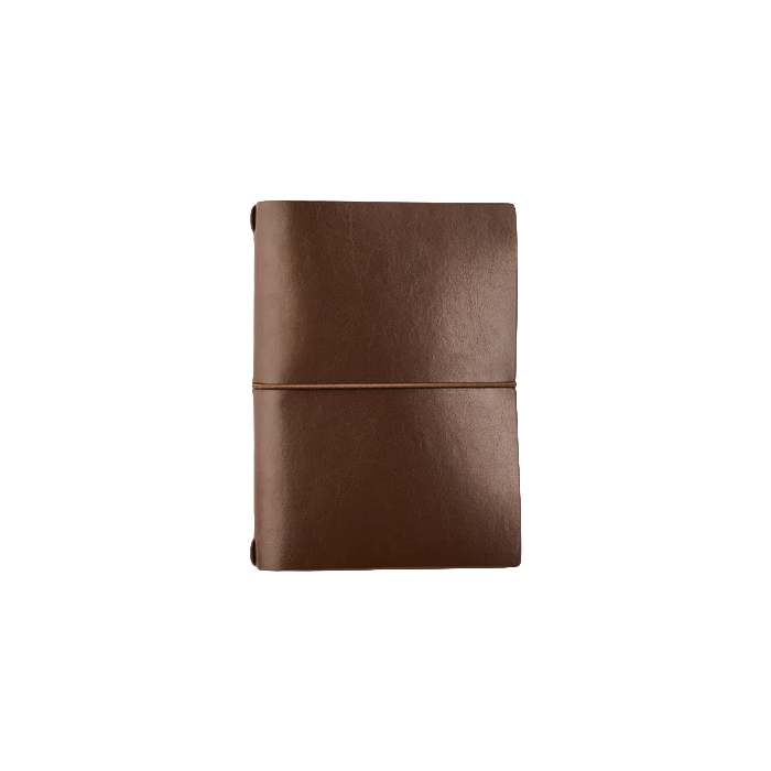 Leather refillable journal set B7 chocolate