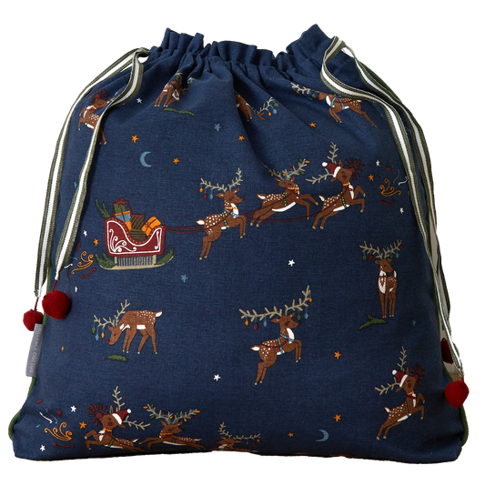 Reindeer denim santa sack