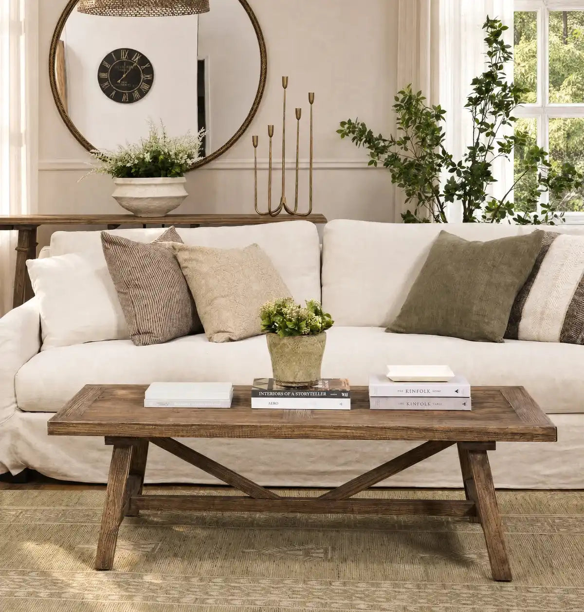 Remi recycled elm coffee table 140cm