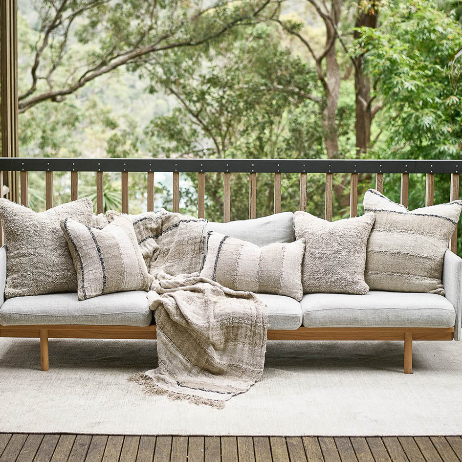 Retreat hand woven linen cotton cushion cover 60 x 40cm