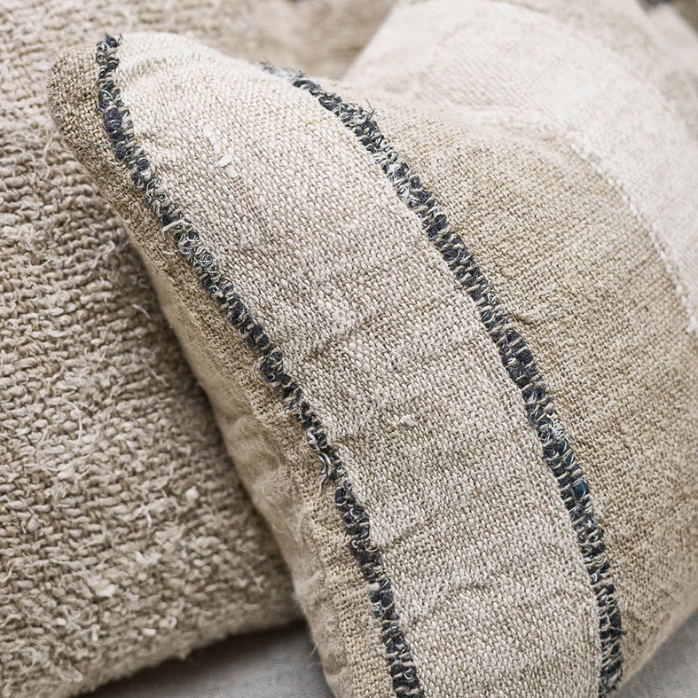 Retreat hand woven linen cotton cushion cover 60 x 40cm