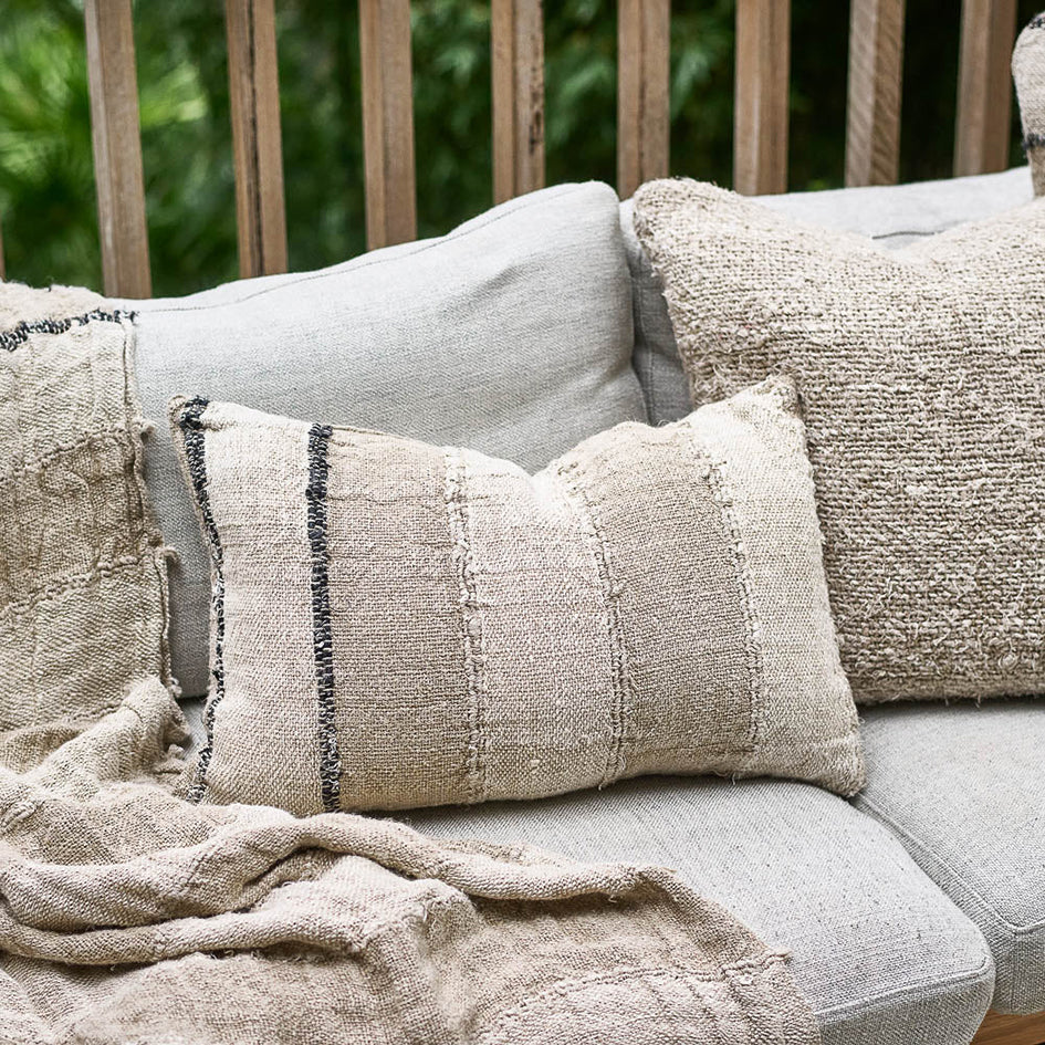 Retreat hand woven linen cotton cushion cover 60 x 40cm