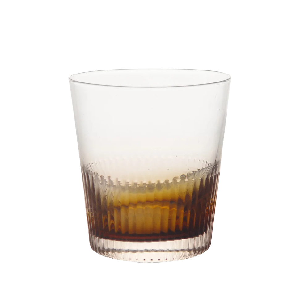 Ribbed whiskey tumbler amber