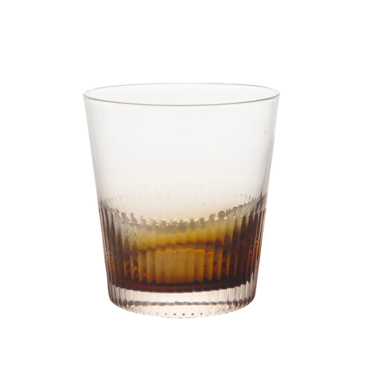 Ribbed whiskey tumbler amber