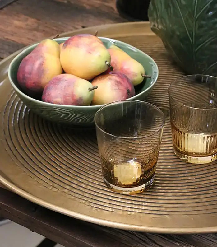 Ribbed whiskey tumbler amber