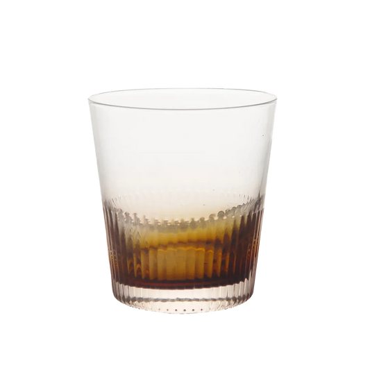 Ribbed whiskey tumbler amber