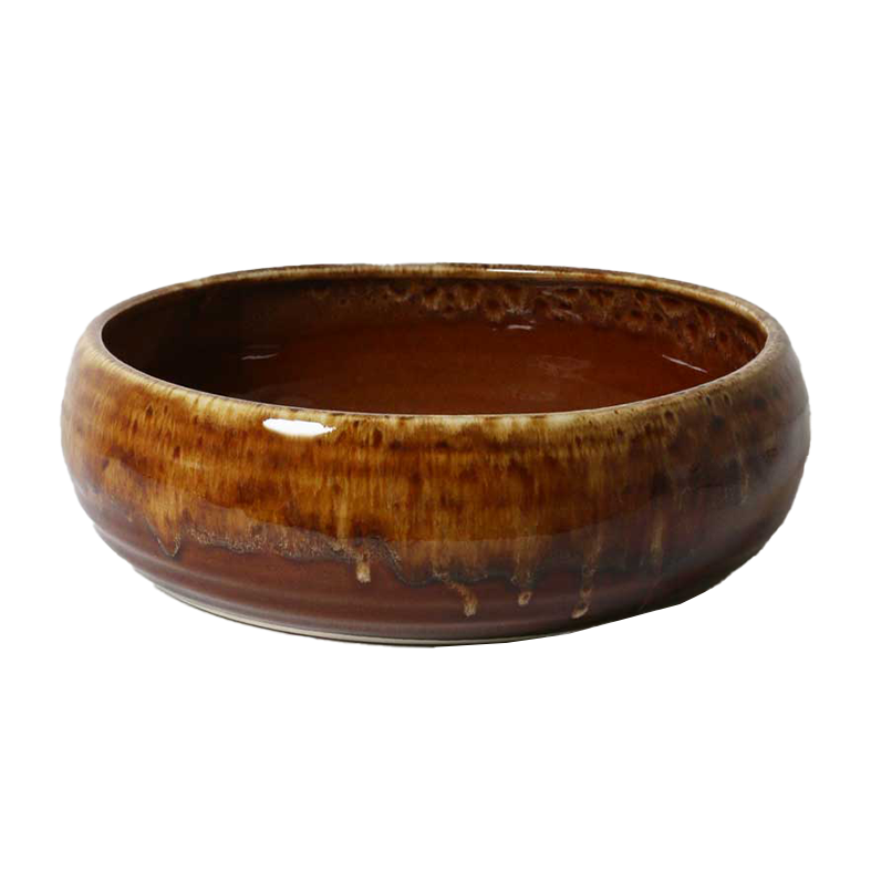Large ceramic serving bowl 29cm bronze glaze