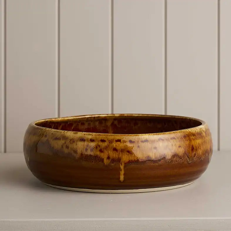 Large ceramic serving bowl 29cm bronze glaze