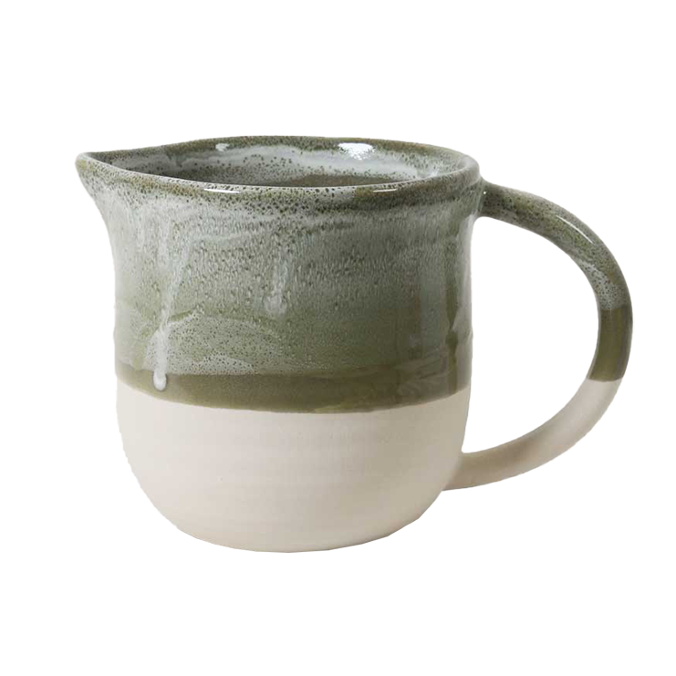 Large ceramic jug olive green glaze