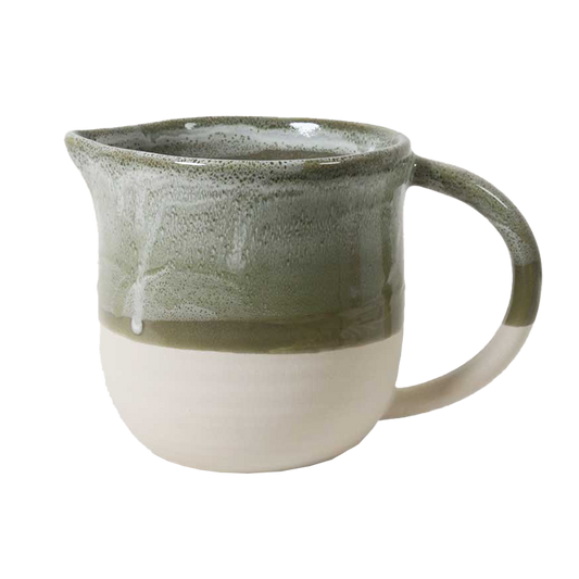 Large ceramic jug olive green glaze