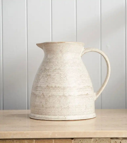 Large ceramic jug tall white 25cm
