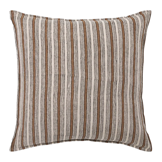 Rome block printed linen cushion cover 50cm bronze